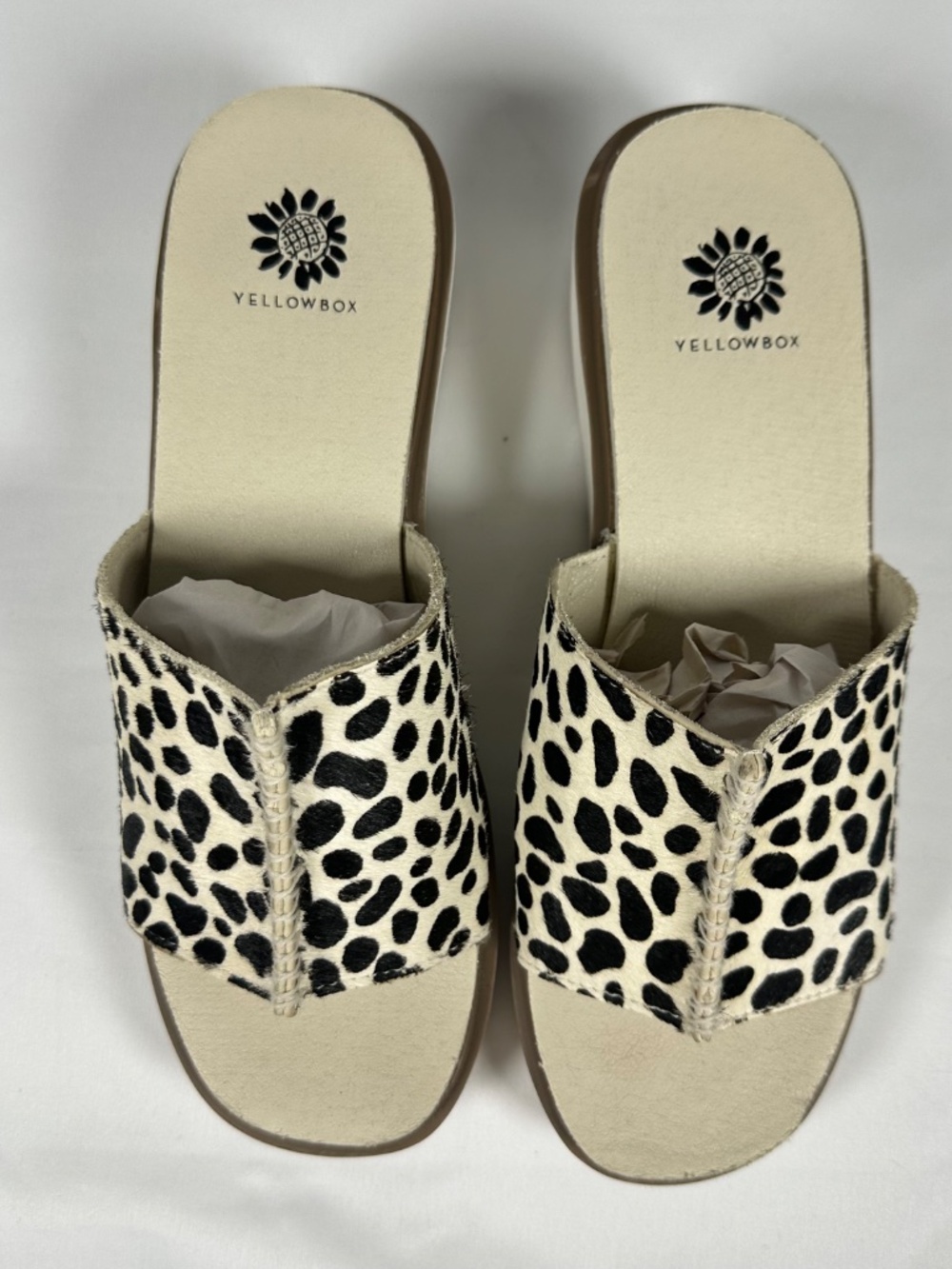 Yellow Box Animal Cheetah Print Wedge Slip On Kassie Sandals Women's Size 7.5 - Picture 2 of 9